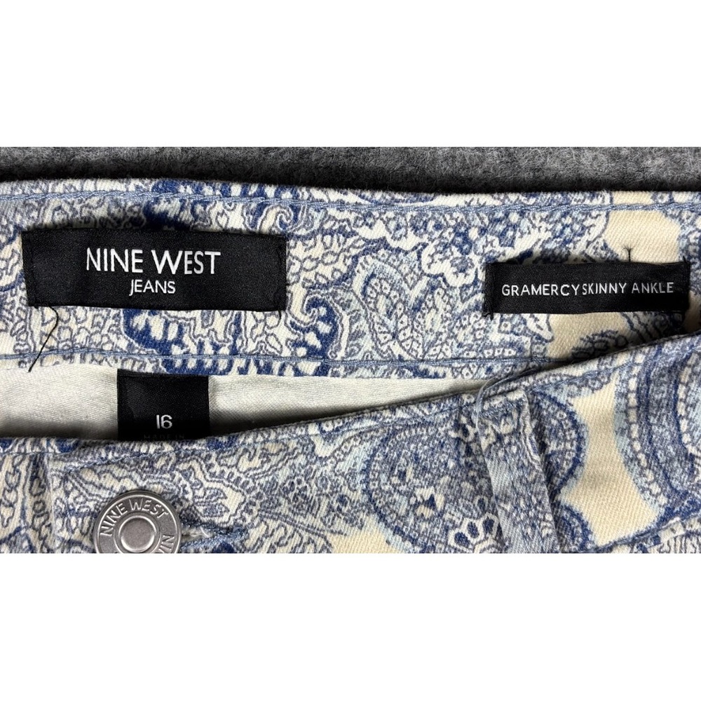 Nine West Gramercy Skinny Ankle Jeans Paisley Blue NWT Women's 16 Stretch Denim - Picture 4 of 8